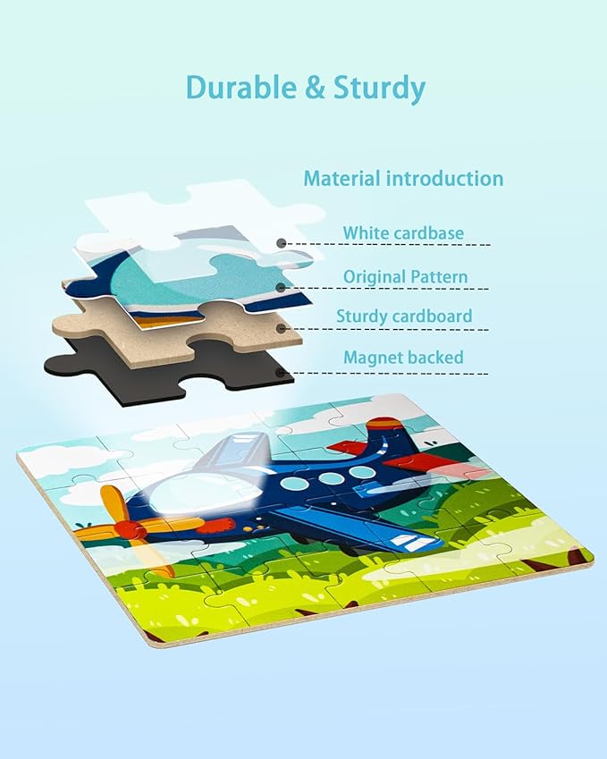 Magnetic Puzzles for Kids 2-4, Travel Puzzles Games for Kids Ages 3-5, Jigsaw Puzzle Book Activities Toy for Boys Girls Ages 3 4 5 in Car, Learning Magnet Toys for Road Trip (Airplane)