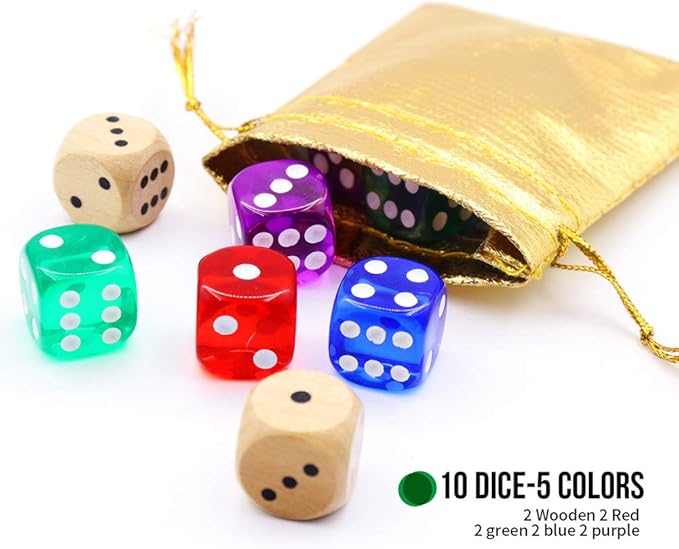 Dice Game Shut The Box Game Wooden Board Game with 10 Dices,a Classic 4 Sided Family Math Game for 2-4 Players Dice Board Game Shut-The-Box(Kids or Adults)