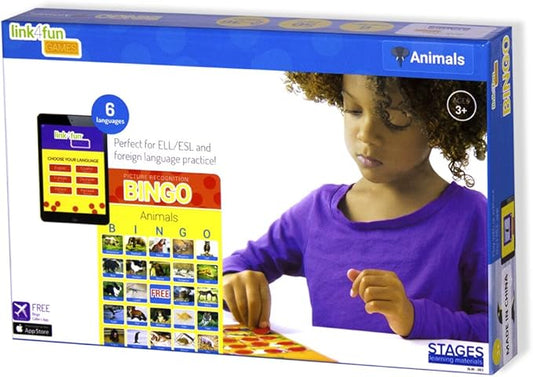 Stages Learning Materials Link4fun Real Photo Animal Bingo Game for Family, Preschool, Kindergarten, Elementary Education: 36 Picture Cards and App