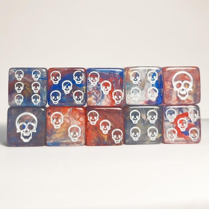 10 PC D6 dice 16mm Acrylic Dice Set for RPG MTG DND Dice Table Games and Board Games (Human Skeleton Blue)