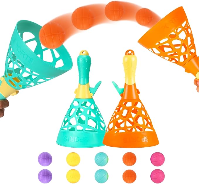 Catch Game with 2 Catch and Launch Baskets 10 Small Balls, Indoor and Outdoor Sports Toys for Kids 5+, Great for Camping, Beach, Backyard Party Activities, for Boys and Girls