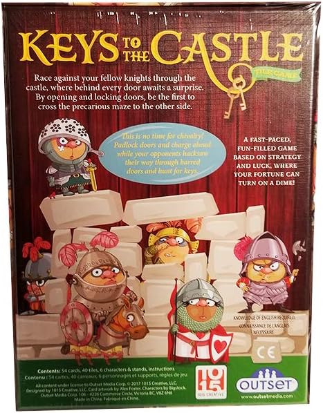Keys to The Castle - Includes 54 Cards and 40 Tiles to Build a Castle for You and Fellow Knights to Race to The Finish Line - Ages 8+