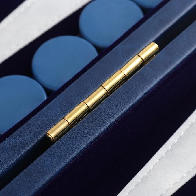 Travel Small 11 Inch Backgammon Blue Sets Classic Board Game with Premium Leather Case, Portable Travels Strategy Backgammon Game Set for Adults, Kids (Blue, Small)