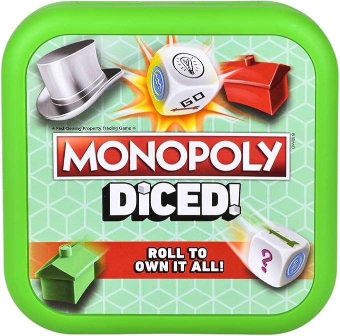 MONOPOLY Diced: Easy to Learn, Quick and Portable Travel Board Game for Kids Ages 8 and Up