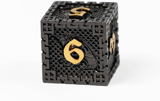 UDIXI 7PCS Metal DND Dice Set, Polyhedral Dice Set D&D Dragon d and d Dice for Role Playing Game Dungeons and Dragons and Other RPG Games (Black Golden)