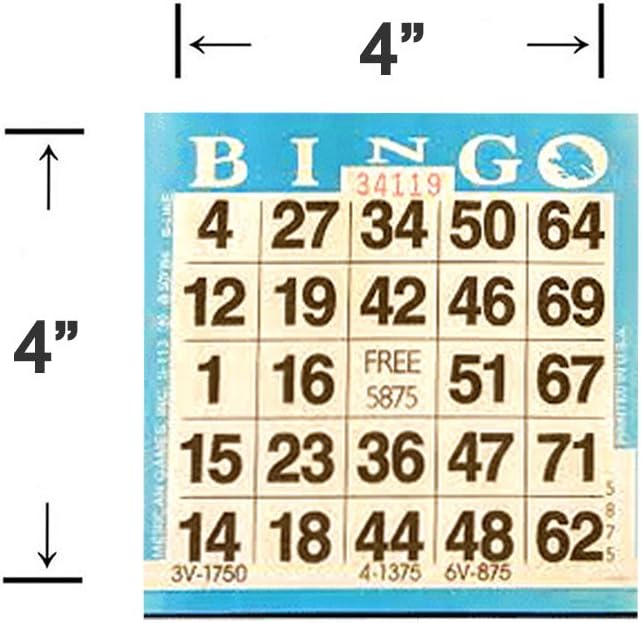 Bingo Paper Game Cards - 1 Card - 10 Bingo Sheets - 200 Books - Standard Size (4" Square) - 10 Colors, Made in USA