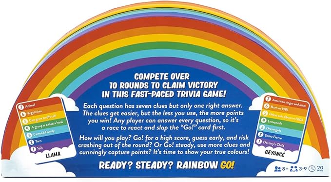 Professor PUZZLE Rainbow Go Games. Fast paced Trivia Game for The Whole Family. One Right Answer, Whole Spectrum of Clues.