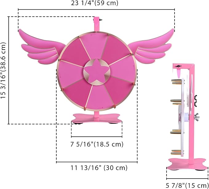 WinSpin 12" Pink Angel Prize Wheel Tabletop Spinning Fortune 8 Slots for Party Events Club Carnival Spinner Game Tradeshow