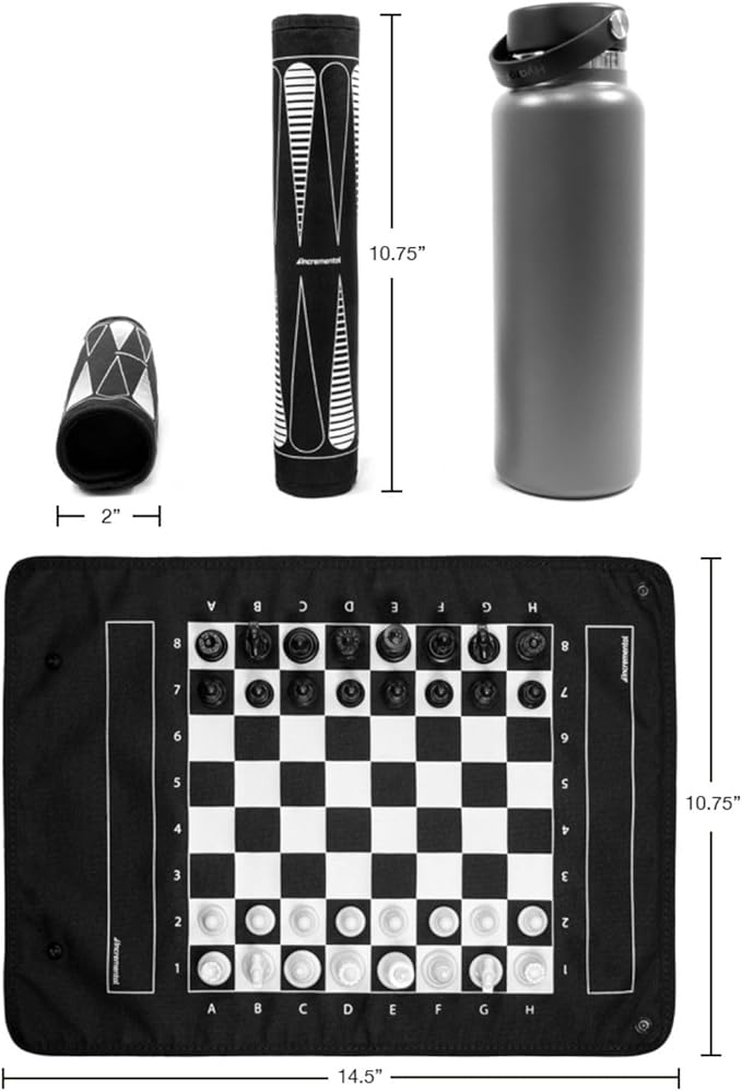 MagBoard by Incremental 3-in-1 Roll-Up Magnetic Travel Games: Chess, Checkers, Backgammon