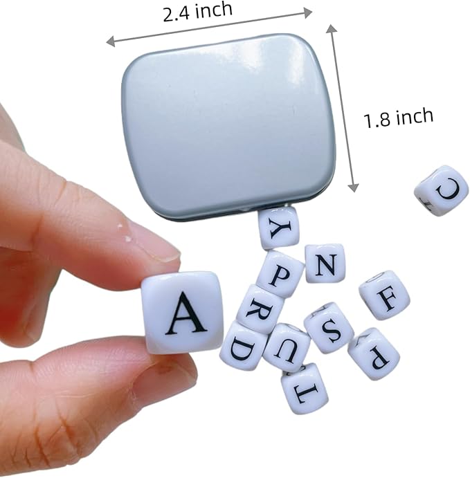 Crossword Solitaire Dice Game, Puzzle Word Game with Letter Dice, Dice Games for Adults Kids, Travel Alphabet Spelling Board Game with Small Case