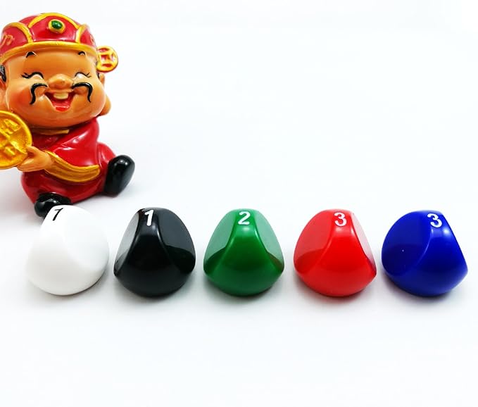 Bescon Polyhedral 3-Sided Gaming Dice - D3, 3 Sides, 5 Assorted Opaque Colors