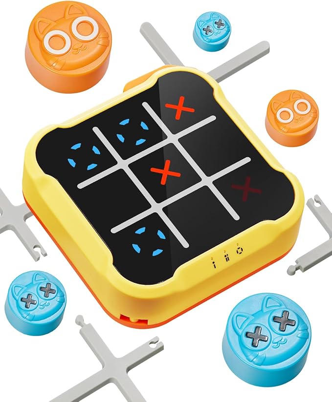 Tic Tac Toe Bolt Game 4-in-1 Handheld Portable Electronic Toy, Educational Board Games Puzzle for Kids and Adults, Perfect for Travel, Road Trips, and Birthday Gifts - Fun Memory Game