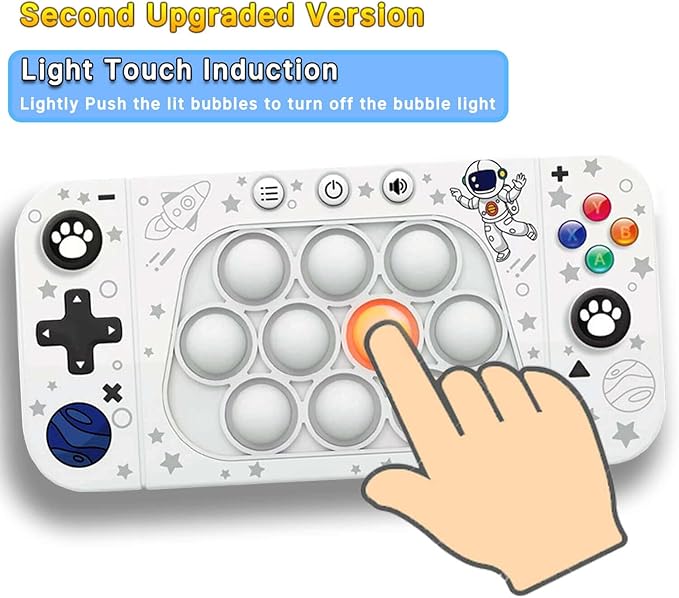 Fast Push Handheld Game, Pop Light Up Game Toys Upgraded Version 2, Lightly Push to Turn Off The Lit Bubbles. Fidget Sensory Toys for 6 7 8 9 Year Old Kids Boys & Girls & Teens Birthday Gifts