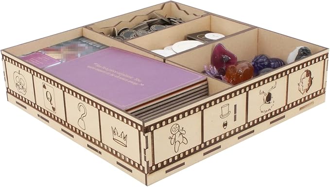 The Broken Token Game Organizer Compatible with Villainous - Wooden Game Organizing Box with Multiple Trays