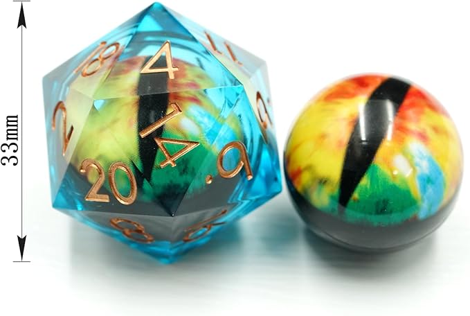 Liquid Core Dragon Eye Dice,DND RPG Dice,33mm Dragon Eye D20 for Role Playing Table Games