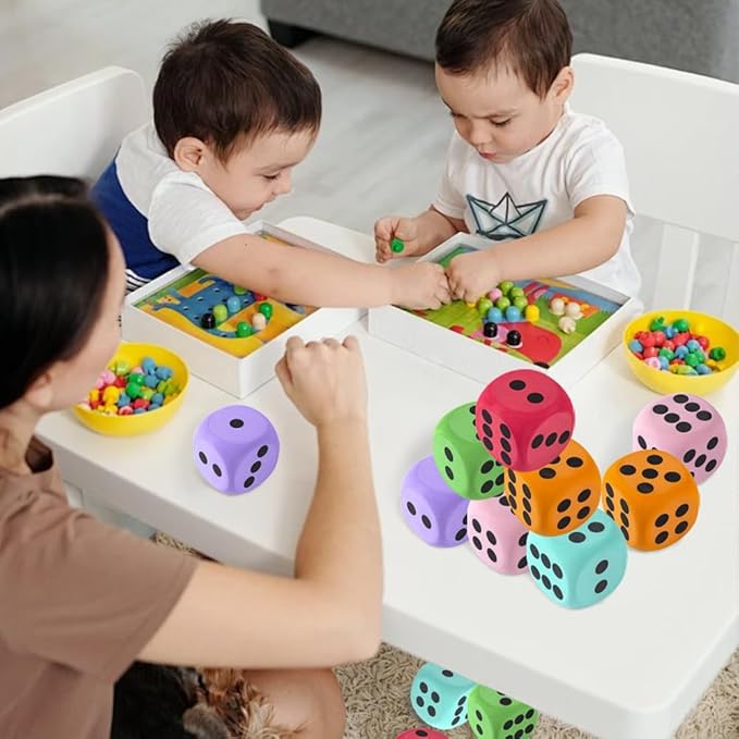 6Pcs EVA Foam Dice,3.15" Large Dice Educational Toy,Blank Slate Board Game to Get Your Lucky Numbers for Parties and Gifts
