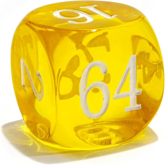 Big Translucent Backgammon Doubling Cube Dice 30MM, Large Backgammon Doubling Number Dice 1 3/16", Translucent Amber