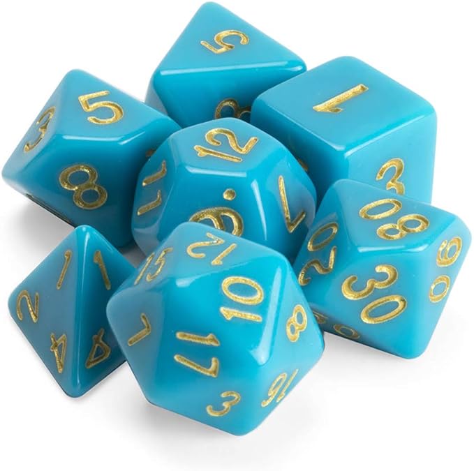 Wiz Dice Series III - Polyhedral Dice Set for Tabletop RPG Adventure Games with a Dice Box - DND Dice Set, Suitable for Dungeons and Dragons, MTG and Dice Games Alike - Skystone - 7 ct
