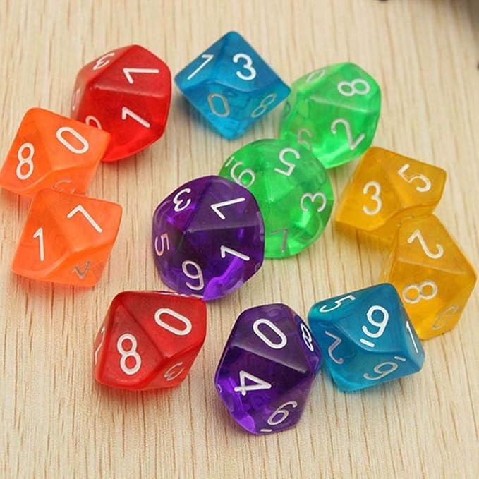 10 Pcs Red D10 Polyhedral Dice, Role Playing, Family Party Favor, 10 Sides Acrylic Dice Transparent Dice for Table Games,Dice and Accessories