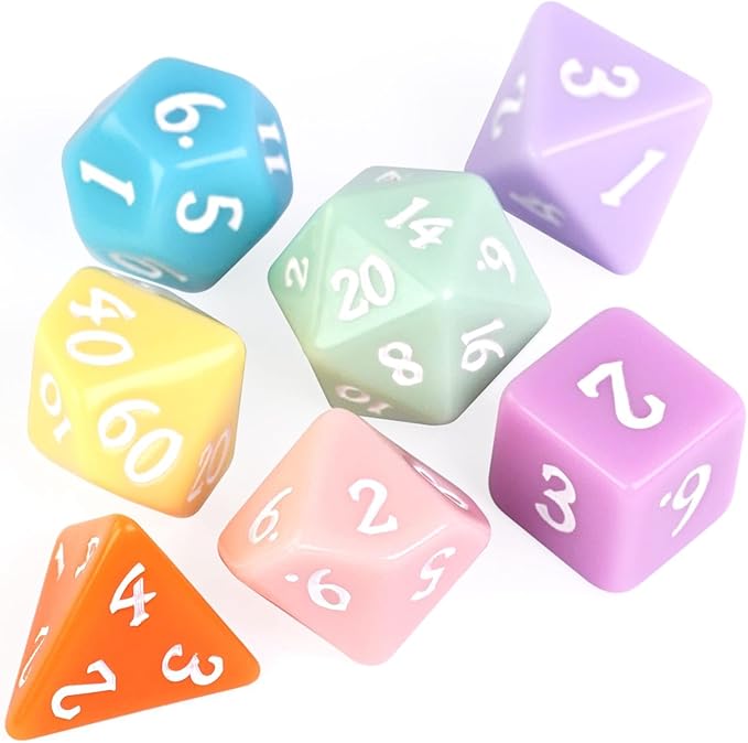 DND Dice Set -D&D Polyhedral Dice (7 Pcs) with Gift Leather Dice Bag for Dungeons and Dragons Role Playing Dice Games RPGs(7Pcs-Macaron)