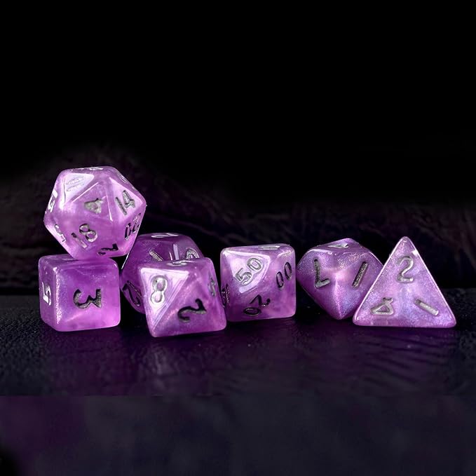Moonstone 10mm Mini DND Dice Set for MTG RPG Dungeons and Dragons Role Playing Game, Moonstone Violet Color