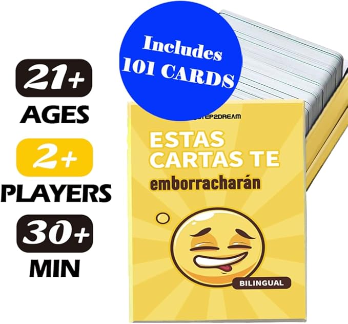 1step2dream Spanish Drinking Card Game Party Games | Bilingual Fun Alcohol Card Games for Adults | Exciting Board Game for Nights & Parties