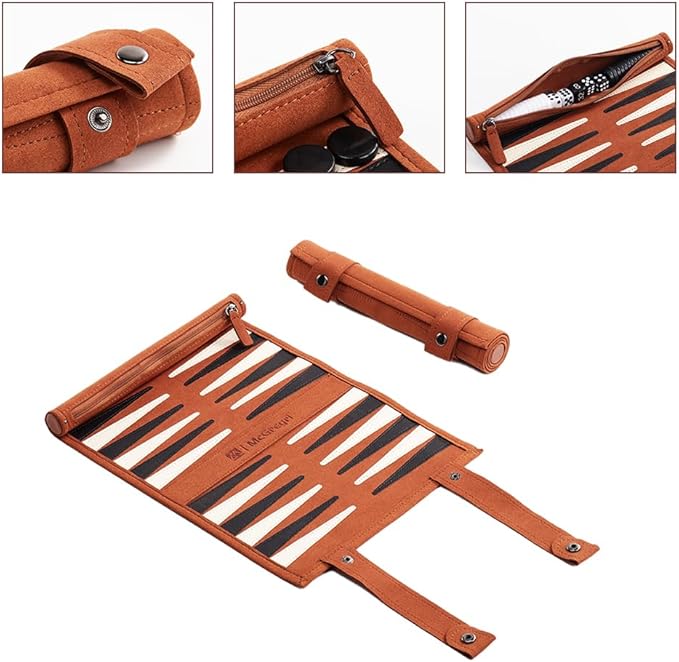 Backgammon Game Set - Roll up Board Games- Portable Travel Backgammon for Companion. Multiple Colors