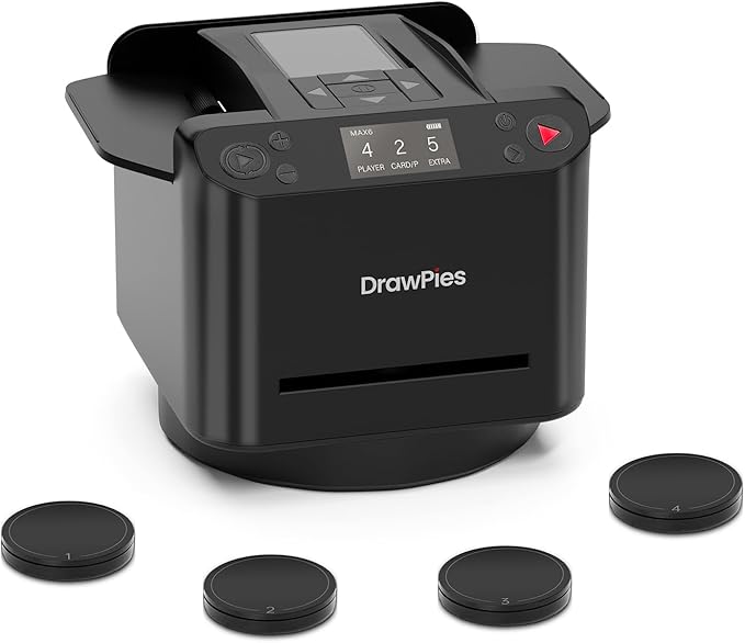 Automatic Card shuffler and Dealer 2-in-1 Machine 2025, 1-12 Player, Rotatable 360°, Remote Card Calling, Ultra Quiet, Rechargeable, for Board Games and Poker, Casino Card, UNO, Five Crowns