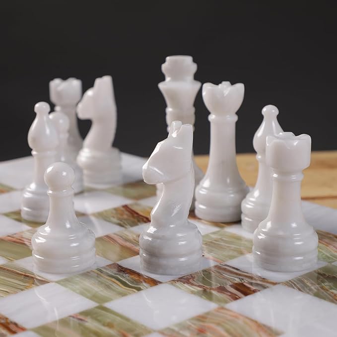 15 Inch Luxury Chess Set Classic Chess Boards for Adults with Handcrafted Stone Board & Marble Chess Pieces Ideal for Home Decor