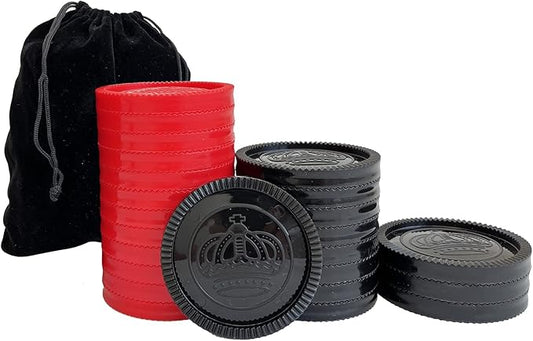 SEETOOOGAMES 24 Pieces 3 Inches Jumbo Replacement Checker Pieces Only-12red,12black