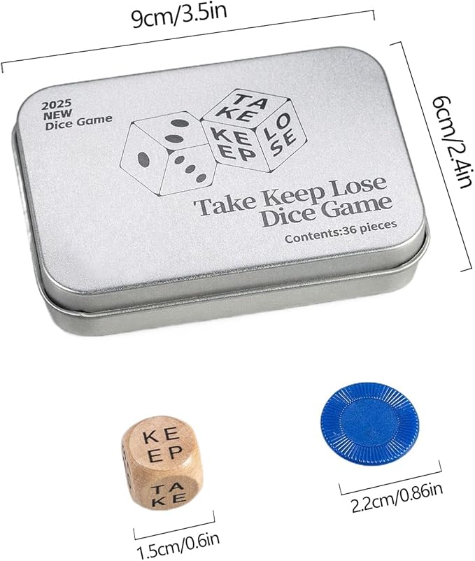 2025 Dice Game, Take Keep Lose Dice Game Set, Perfect for Board Game Party, Ideal Gift for Friends, Dad, Mom