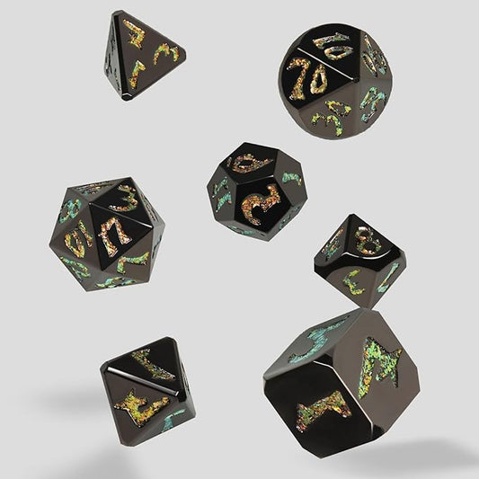 Metal DND Dice Set,Colorful Dragon Scales DND Dice 7-Pcs Metal Polyhedral Dice Set for Dungeons and Dragons RPG MTG Table Games