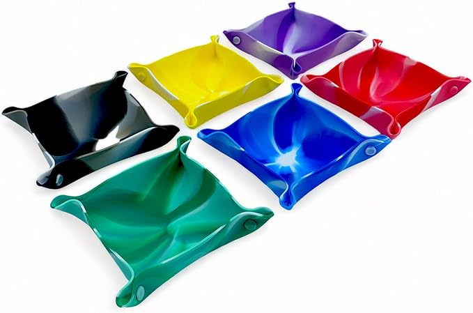 Luck Lab Board Game Storage Bowls, 6-Pack | Folding Tray Accessory Holds Tabletop Bits, Chits, Pieces | Swirl Colors | Bonus Storage Bag