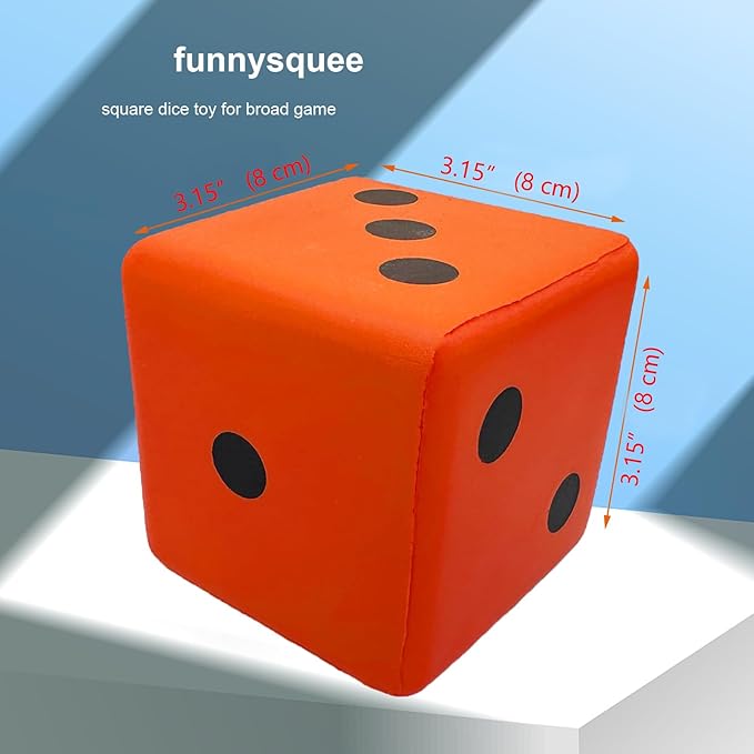 3.15 Inches Foam Dice Toy: A Fun-Filled, Kawaii Dices Educational Toy for Kid Board Game and Learning Sessions (Fortunate Orange)