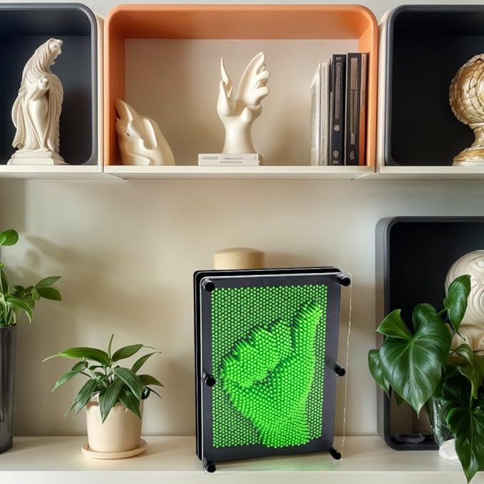 3D Pin Art Sensory Toy Needles Intellectual Fun Toy Plastic Pin Art Palm Board Large (Green-6 x 8 Inches)