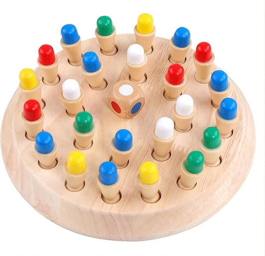 Wooden Memory Chess Board Game for Toddler 3 4 5 6 7 8+ Year Old, Color Memory Chess Matching Game for Kids, Educational Learning Multi Player Family Board Games, Great Chess Board Gift for Boys Girls