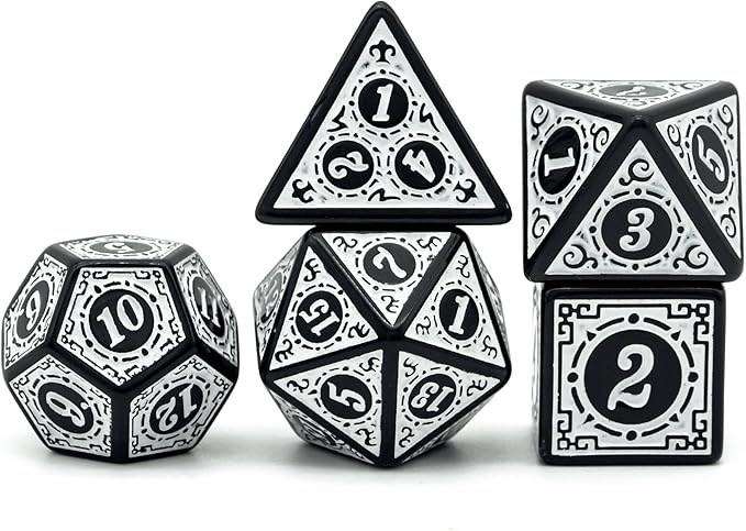 DND Dice Set -D&D Polyhedral Dice (7 Pcs) with Gift Leather Dice Bag for Dungeons and Dragons Role Playing Dice Games RPGs (Dice-White with Black Edge)