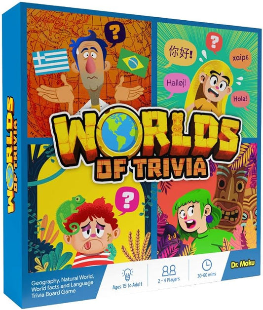 Worlds of Trivia - Family Board Game - 2 to 4 Adult & Teen Players - Fun Facts & General Knowledge