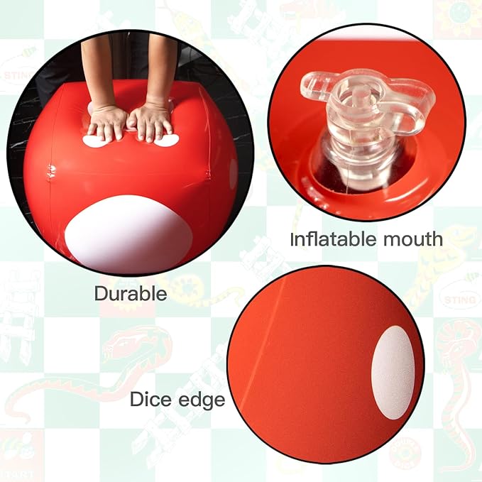 Novelty Place 16" Jumbo Inflatable Dice (2-Pack) - Red and Blue Giant Dice for Indoor & Outdoor Board Games, Ludo, Pool Parties - Fun & Versatile Party Decorations and Game Accessories