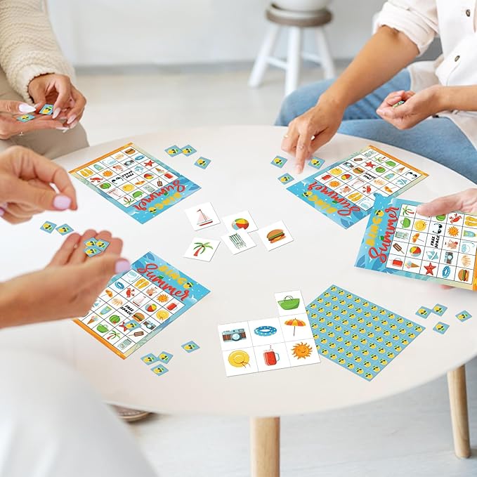 Summer Bingo Cards Summer Party Games Cards for Pool Birthday Beach Party Favors Supplies Decorations 24 Players Bingo Game - JK0109