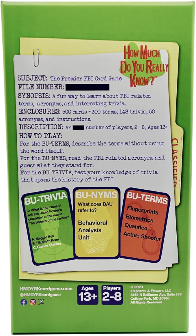 Card Game – FBI Trivia Game for Teens, Adults, and Family Game Night