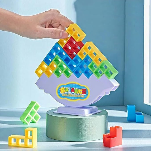 48Pcs Tower Stack Game, Tetra Tower Balance Stacking Blocks with 22 Gameplay Cards, Eco-Friendly Family Board Game for Kids & Adults, Creative STEM Learning Toy for Indoor/Outdoor Fun