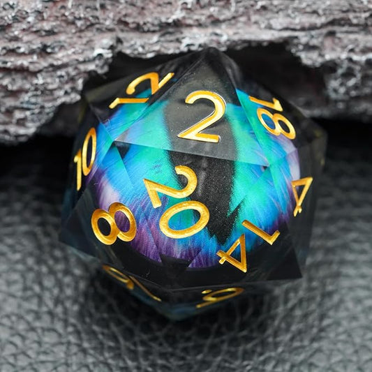 Dungeons and Dragons DND Dice D20, Moving Eyeball Liquid Core Dice Set D&D 33MM Oversized D20 Single Sharp Edge Resin dice with Gift Case, Polyhedral Dice for Role Playing Game