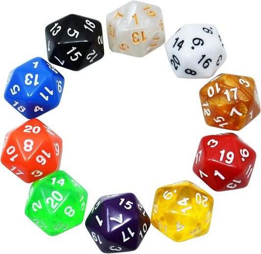 SmartDealsPro 10-Pack 20 Sided Dice D20 Polyhedral Dice for DND RPG MTG Table Game (Mix Color)