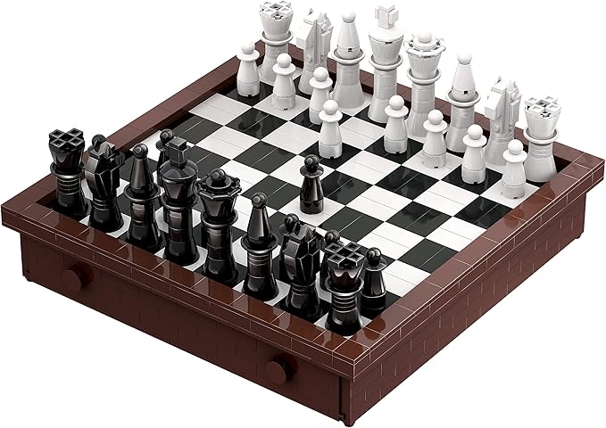 Building Block Chess Set - 1,024 Pcs Build Your Own Chess - Game Pieces & Board, Compatible with The Major Brand of Building Blocks