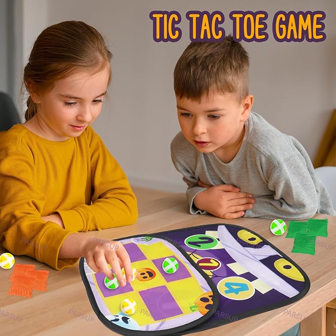 Halloween Party Games for Kids - Bean Bag Toss With Ghost Pumpkin Castle Pattern and Scores - Outdoor Indoor Activities for Family