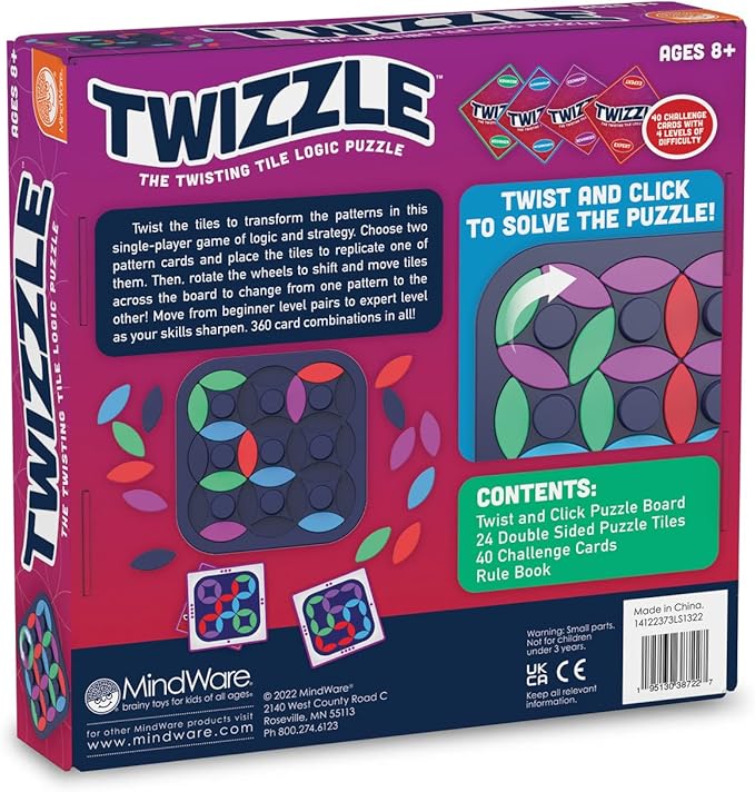 MindWare Twizzle Game, The Twisting Tile Logic Puzzle, Pattern Matching Game for Ages 8 & Older