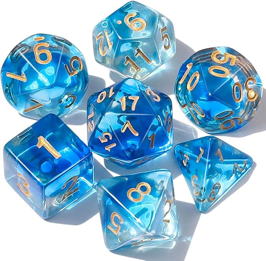 CiaraQ DND Polyhedral Dice Set with a Black Dice Bag for D&D RPG MTG Role Playing Table Games