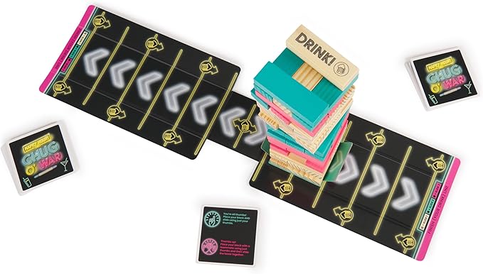Spin Master Games, Chug O War Tumbling Tower, Adult Party Game for Happy Hour Hangs, 4 & Up Players, for Ages 21 & Up