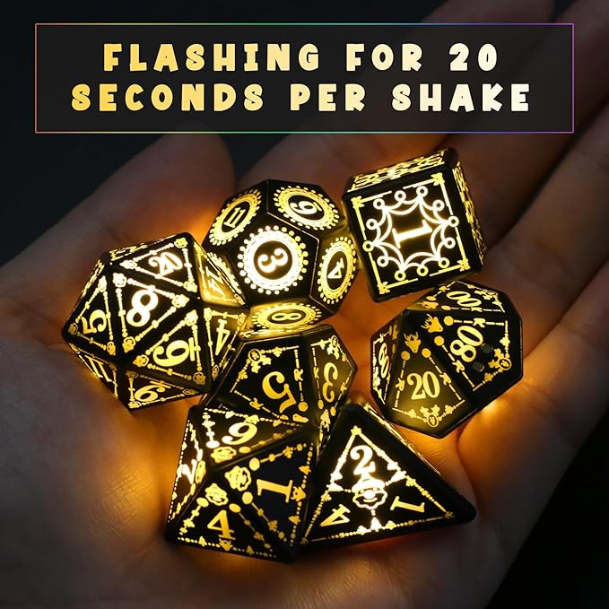 LED Dice, Light up DND Dice Rechargeable Flashing Electronic Glow D&D Dice Set for Dungeons and Dragons Role Playing Game (Yellow)